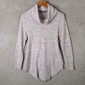 Sunday in Brooklyn Sweater Womens Small Beige Heather Cowl Neck Tie Back Tunic